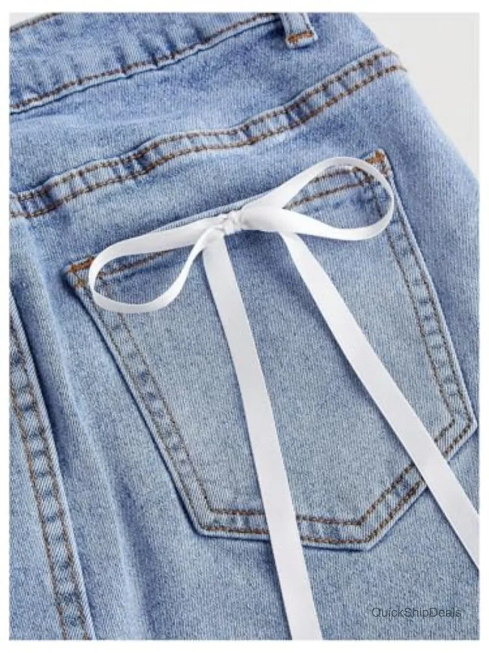 High Waist Denim Bodycon Mini Skirt with Bowknot and Pockets Y2K Style